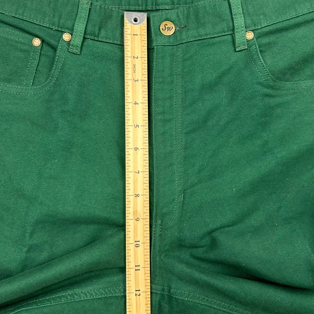 Samuel Windsor Moleskin Jeans Men 38S Green Cotton Straight Leg 5 Pocket Trouser
